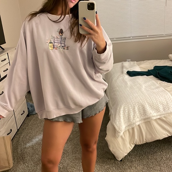 extra shenanigans Sweaters - Extra Shenanigans Lavender Embriorered Vintage Crewneck